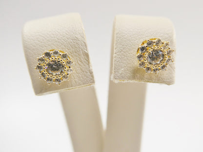 Real 10k Solid Yellow Gold Push Post Circle Stud Earrings