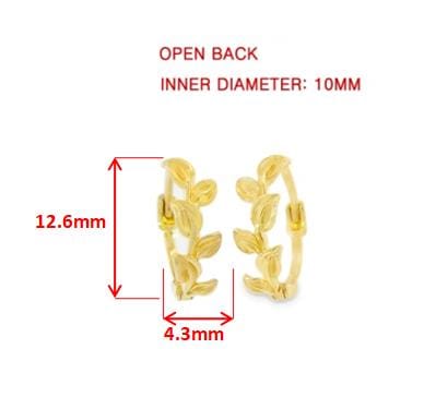 real 10k solid yellow gold designer olive leaf earrings
