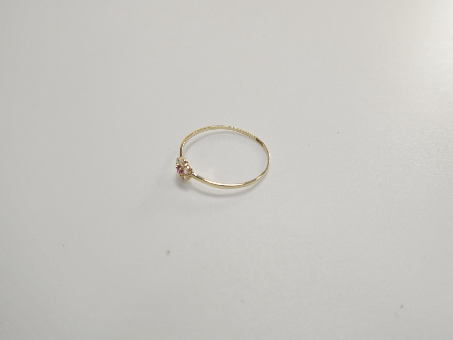 10k solid yellow gold red stone center kids pinky ring