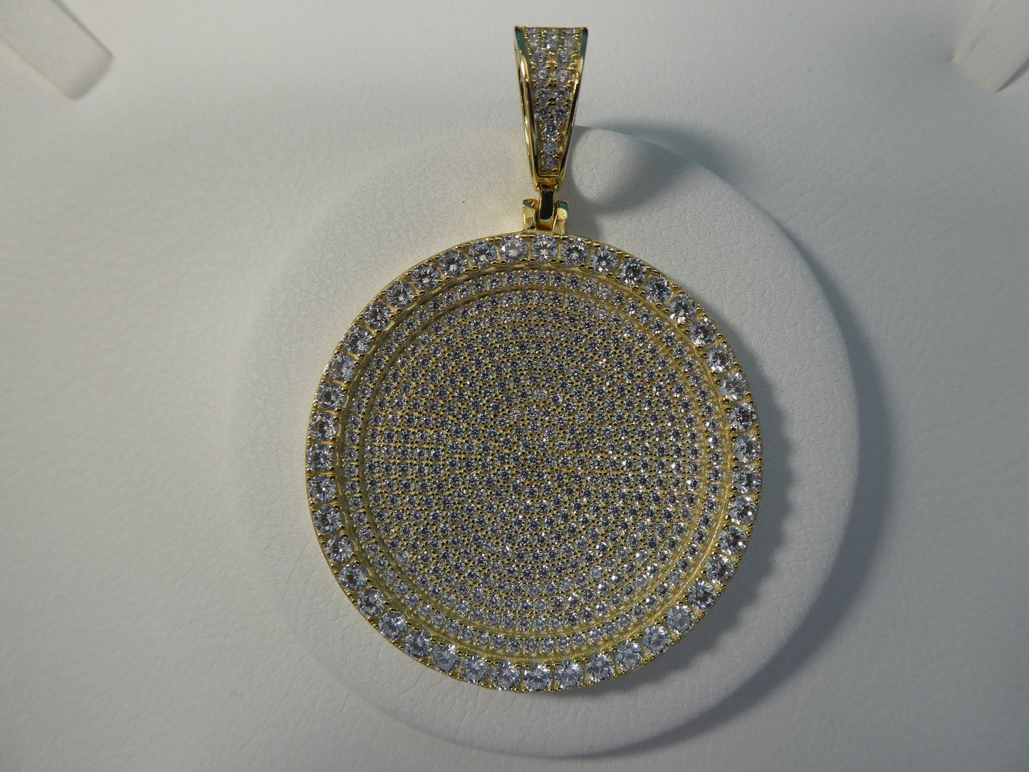 real solid 925 sterling silver large full ice circle pendent