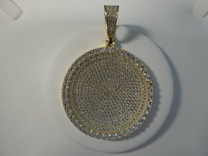 Real Solid 925 Sterling Silver Large Full Ice Circle Pendent