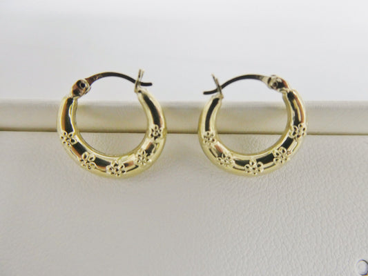 10k real solid yellow gold small classic hoop earring