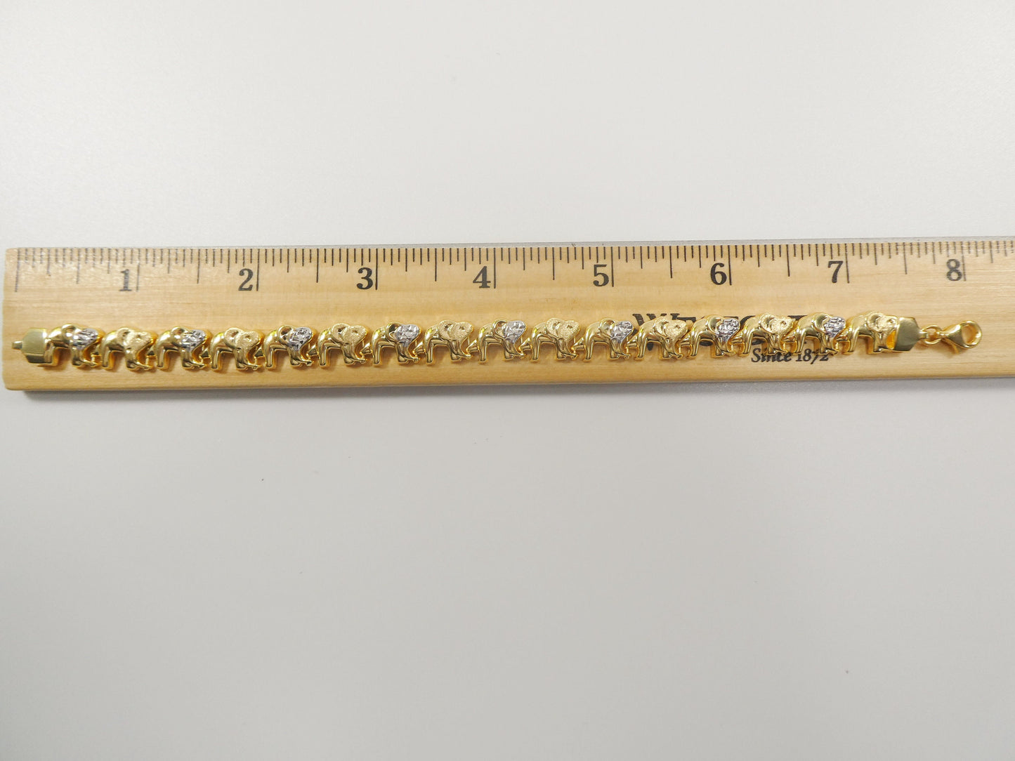 real 925 sterling silver two tone elephant  stampato bracelet 14k gold color two tone finish