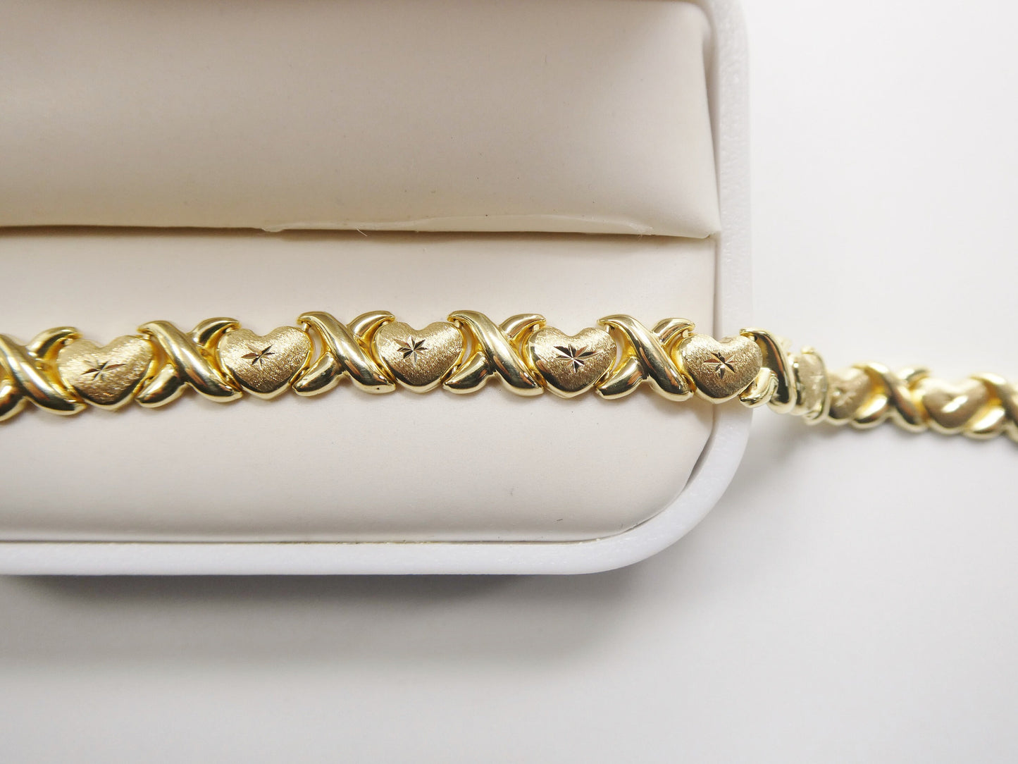 14k Gold Over Sterling Silver Mini XOXO Heart Bracelet
