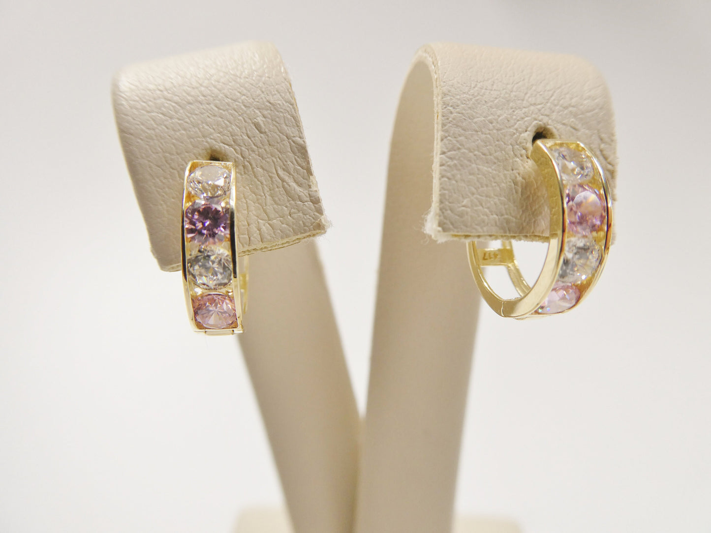 real 10k solid yellow gold color combination hoop huggie earrings