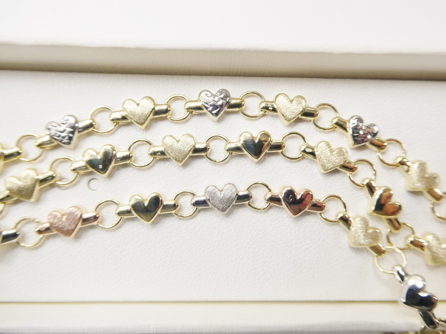 real 10k solid yellow gold x heart hugs and kisses 10 inch anklet bracelet