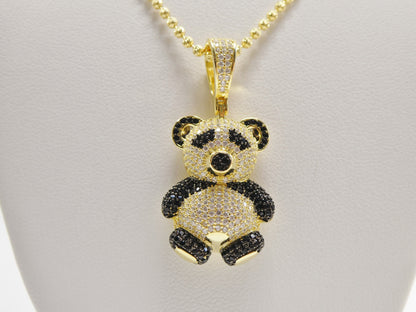 Real 925 Sterling Silver Teddy Bear Pendent and 2mm Moon Chain