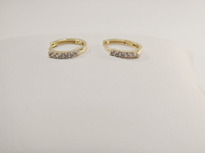 Real 10k Solid Yellow Gold Small 11.9mm Hoop Fancy Huggie Earrings