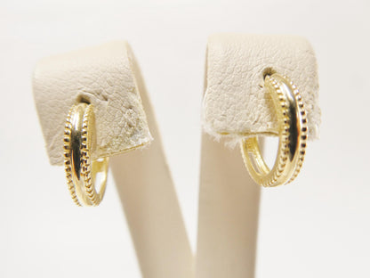Real 10k Solid Yellow Gold Designer Hoop Huggie Earrings