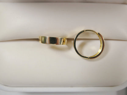 Real 10k Solid Yellow Gold High Polish Plain Hoop Huggie Earrings