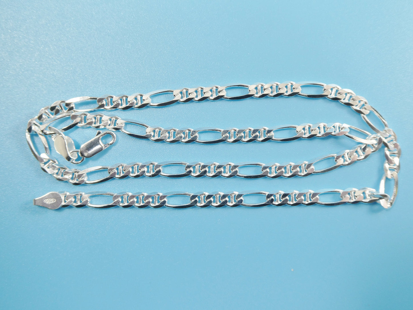 Sterling Silver Italian Figaro Chain - 4.6mm Solid Mariner Link