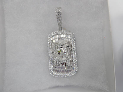 Real 925 Sterling Silver Large Jesus Head Medallion Pendent