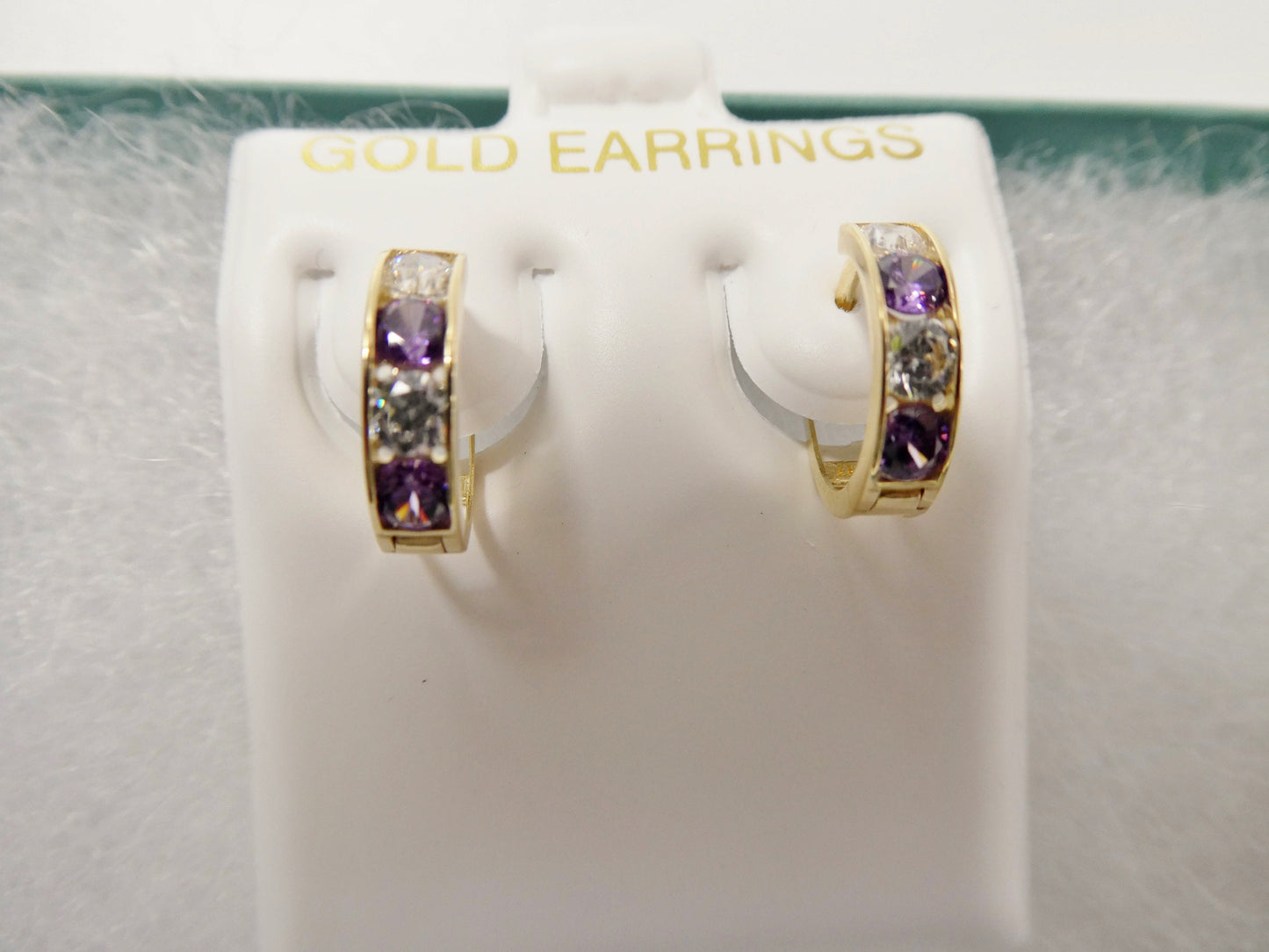 real 10k solid yellow gold color combination hoop huggie earring
