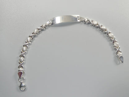 Real 925 Sterling Silver 6 Inch XOXO Naby ID Nracelet