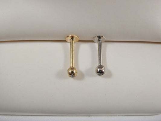 14K real solid yellow gold lip chin stud piercing