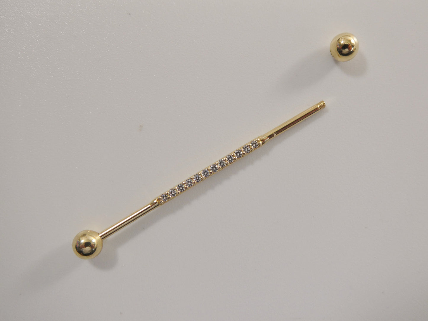 14k real solid yellow gold straight barbell belly button ring piercing