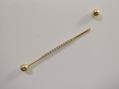 14k Real Solid Yellow Gold Straight Barbell Belly Button Ring Piercing