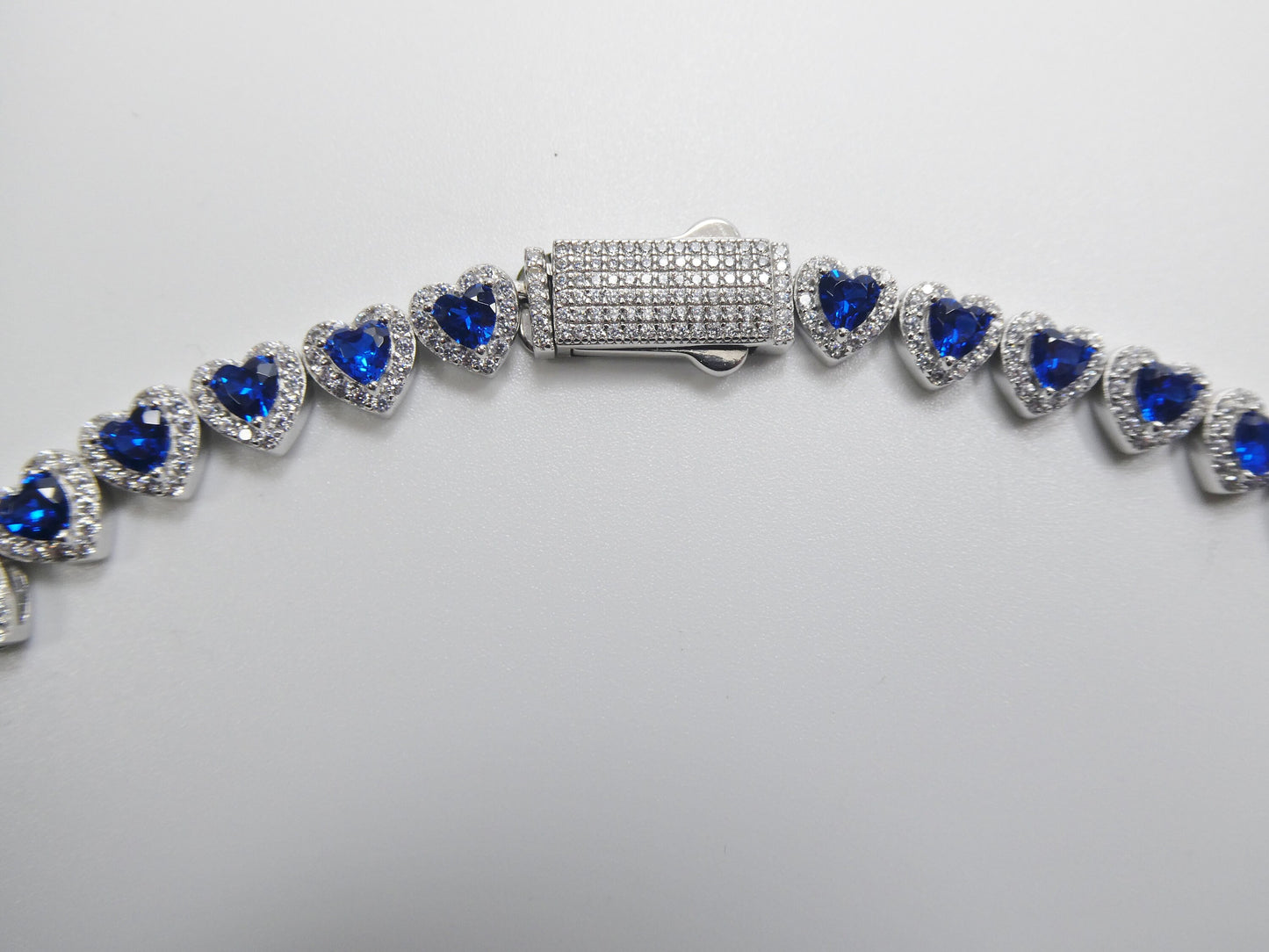 real  925 sterling silver heart sapphire stone color necklace