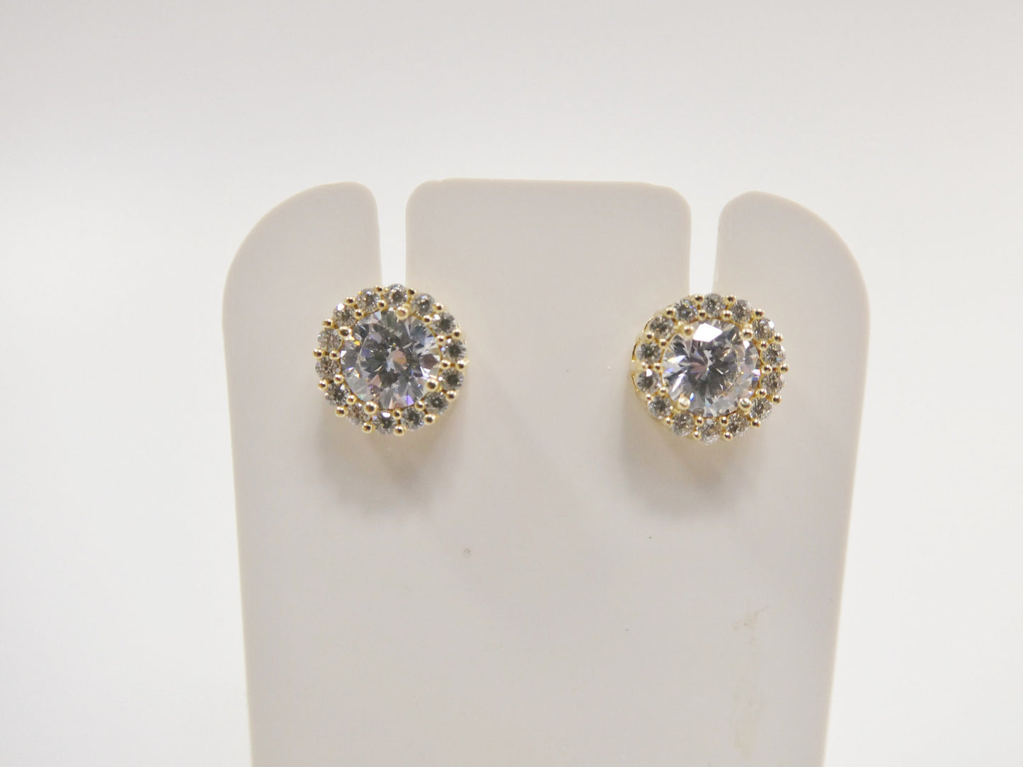 real 10k solid yellow gold circle push post stud earring