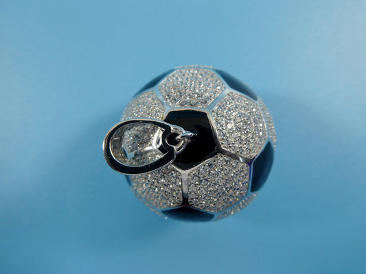 real solid 925 sterling silver heavy large soccer ball pendent