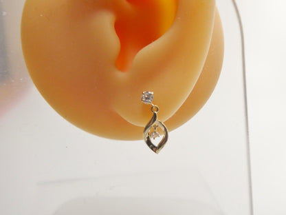 Real 10k Solid Yellow Gold Oval Drop Push Post Earrings