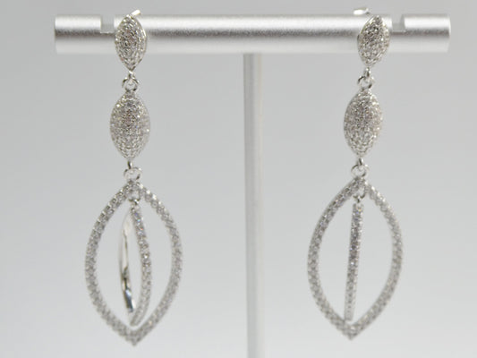 real 925 sterling silver micro pave setting 14k white gold color finish drop earring