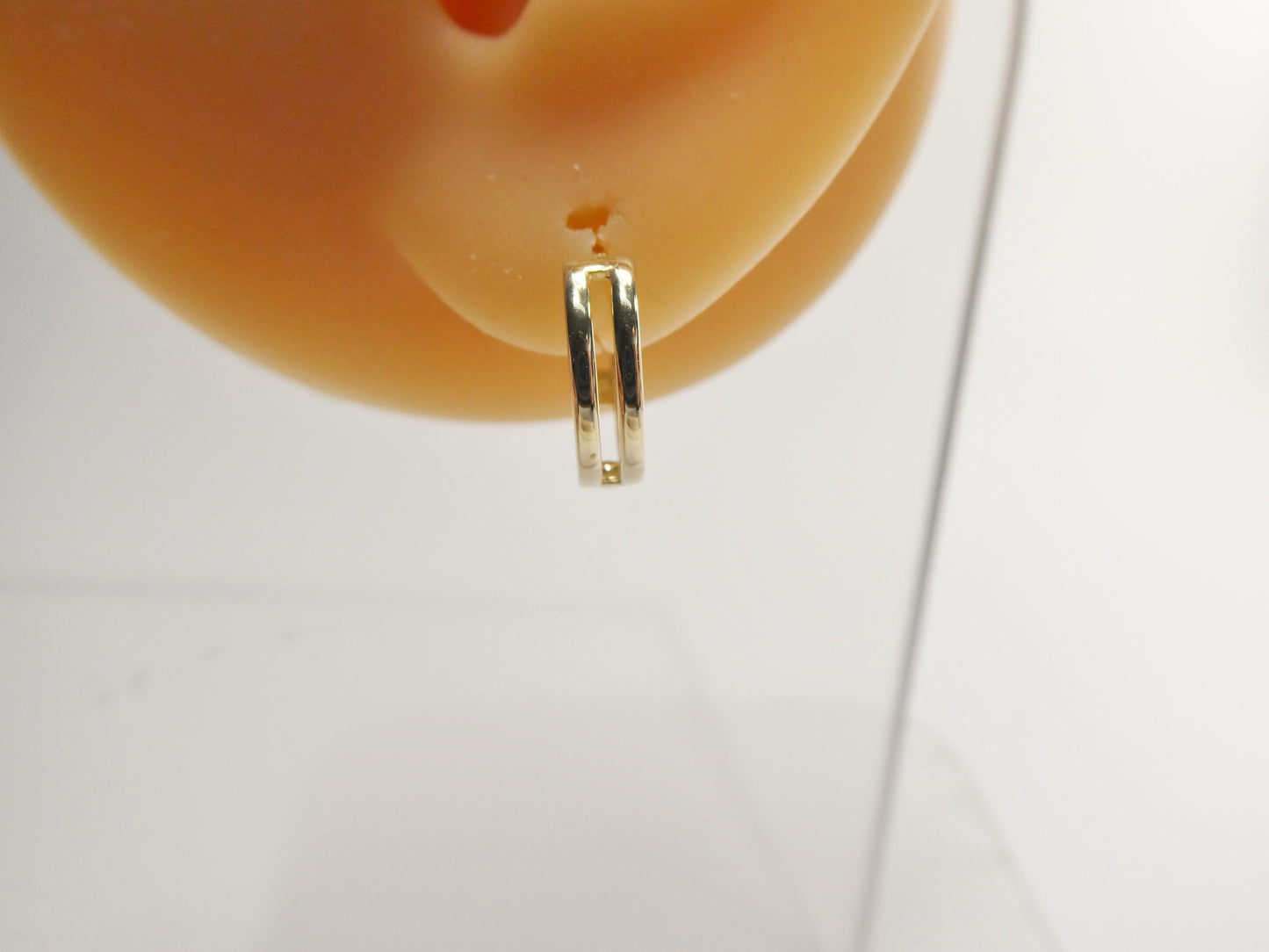 real 10k solid yellow gold designer high polish hoop huggie earrings