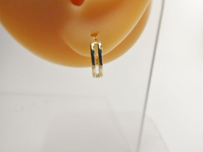 Real 10k Solid Yellow Gold Designer High Polish Hoop Huggie Earrings