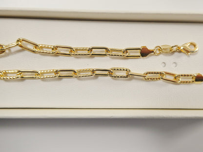 7.5 / 10 Inch 14k Gold Filled Paper Clip Chain Ladies Bracelet