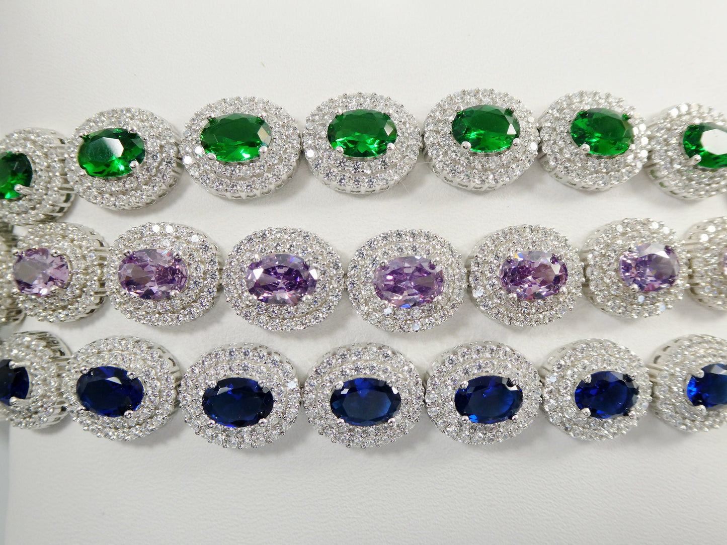 7 inch real 925 sterling silver large color stone ladies bracelet