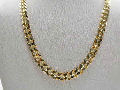 Real 925 Sterling Silver Solid Curb Chain 14k Yellow Gold Finish