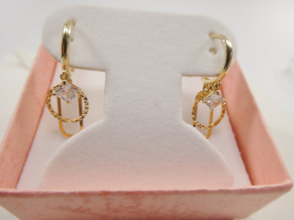 10K Real Solid Yellow Gold Paper Clip Style Buggie Fancy Ladies Earrings