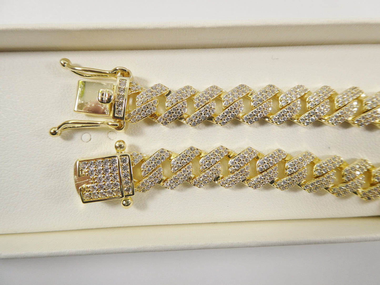9mm 18k yellow gold filled Monaco bracelet box lock clasp