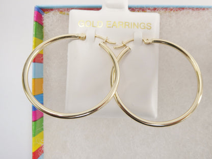 Real 10k Solid Yellow Gold Plain High Polish 35mm Hoop Earrings