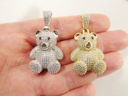 Real 925 Sterling Silver Medium Size Teddy Rear Charm Pendent