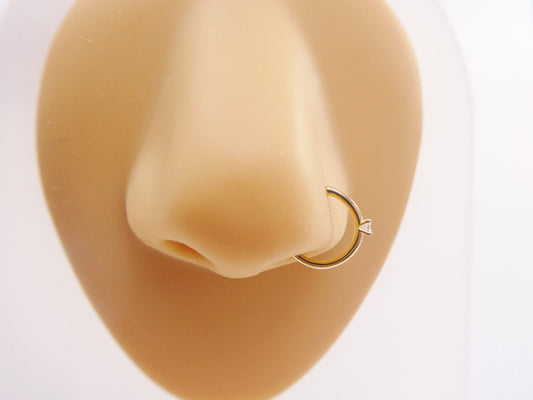 14k real solid yellow gold cartilage nose ring body ring piercing