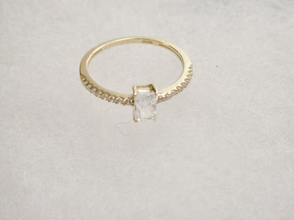 Real 10k Solid Yellow Gold Women's Classic Micro Pave Setting Ring