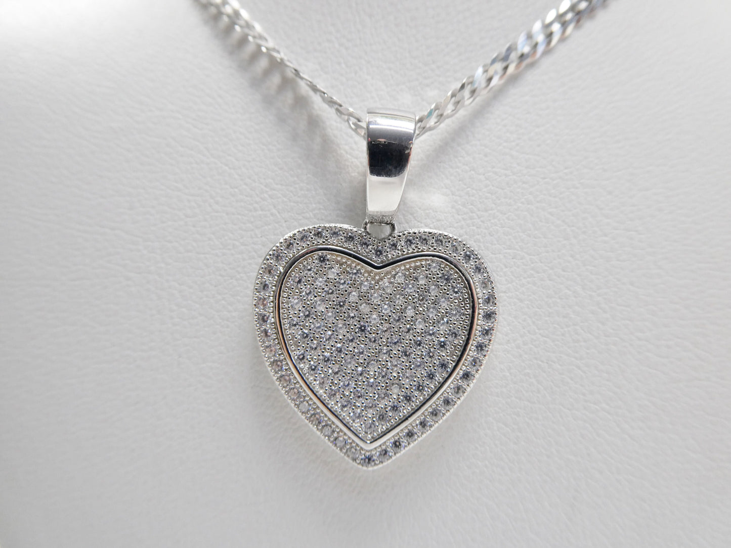 real 925 sterling silver 18 inch flat chain and heart pendent charm