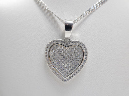 Real 925 Sterling Silver 18 Inch Flat Chain & Heart Pendent Charm