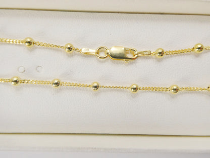 Real 925 Sterling Silver Link Ball 10 Inch Anklet 14k Yellow Gold Finish