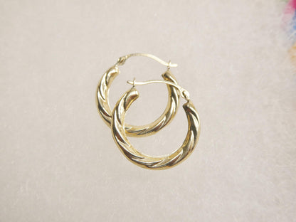 10k Real Solid Yellow Gold 18MM Classic Design Hoop Earrings