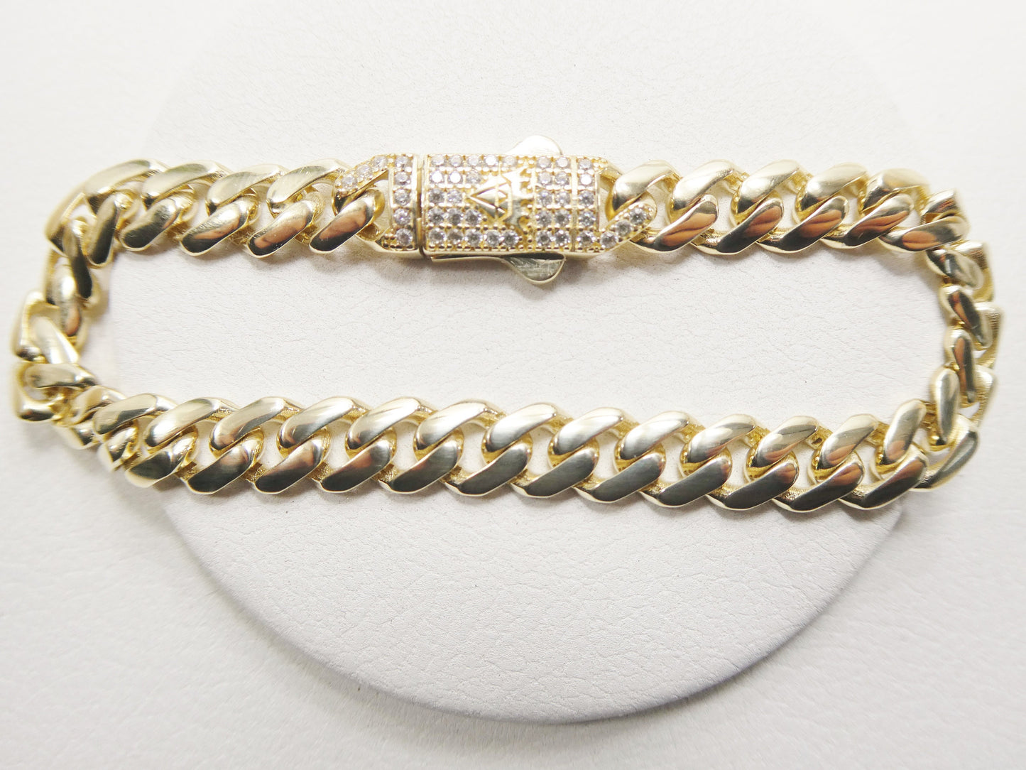 6.5 inch real 10k solid yellow gold 5mm/ 7mm Monaco bracelet