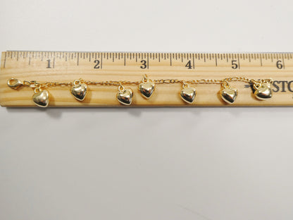 6 Inch 7 Inch 14k Gold Filled Heart Dangling Baby Bracelet