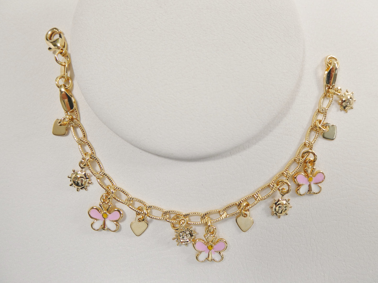 5.5 inch 14k gold filled CURB style butterfly pendent dropping baby bracelet