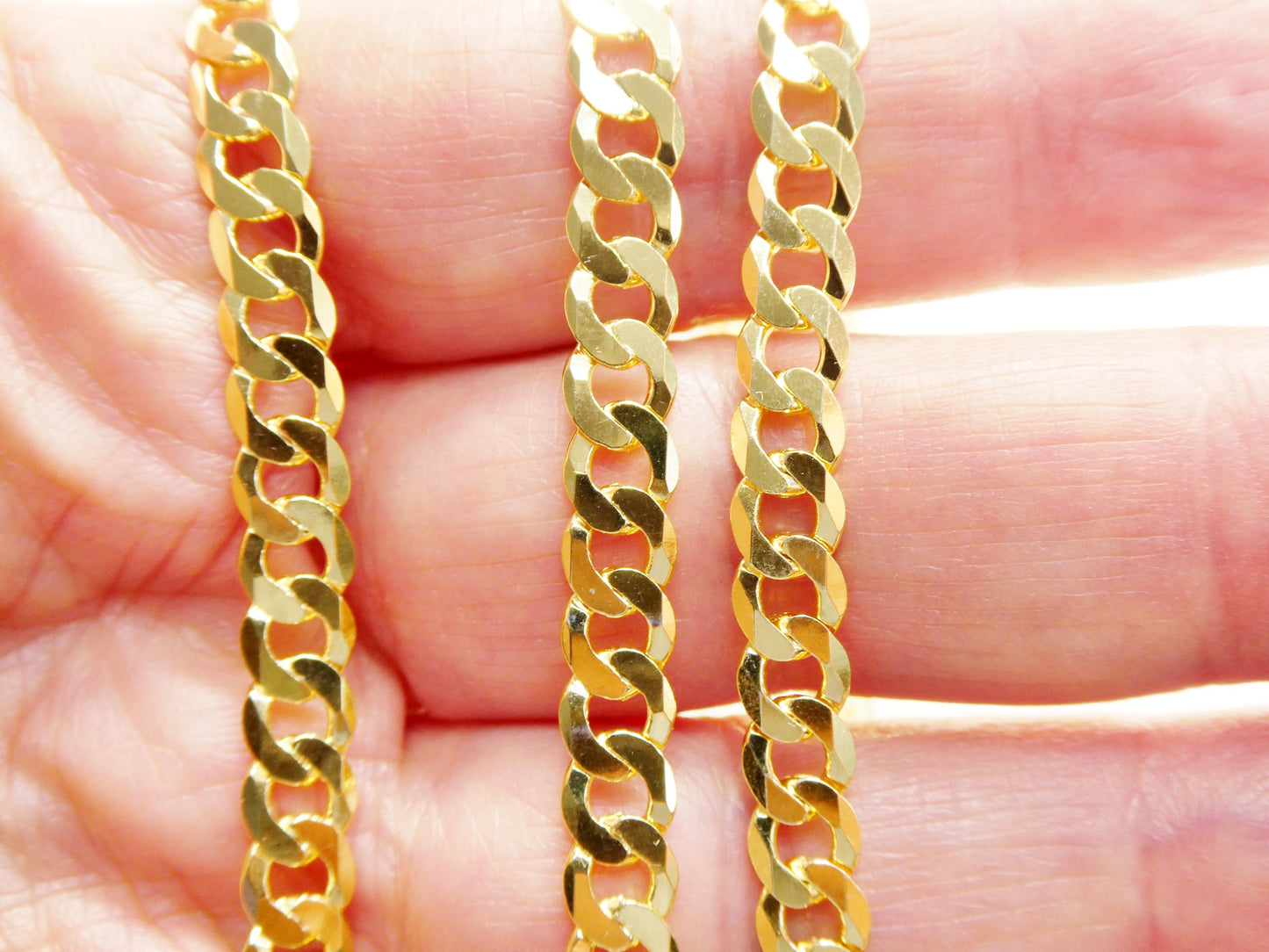 real 925 sterling silver 6MM Italian solid chain yellow gold finish lobster lock clasp