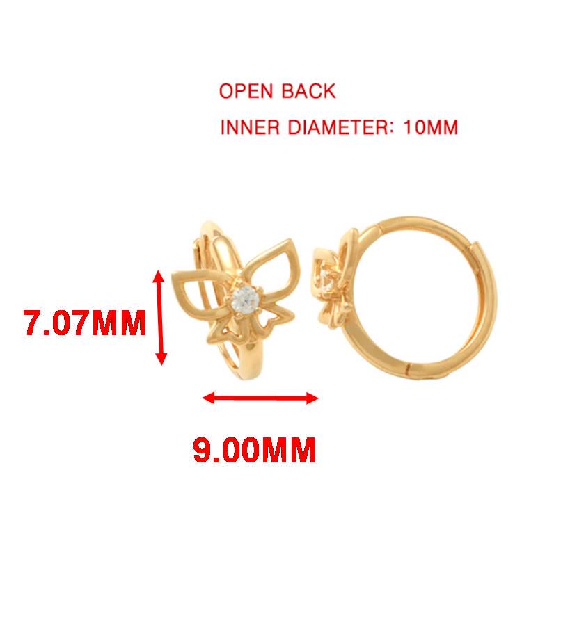 real 10k solid yellow gold butterfly hoop huggie earrings