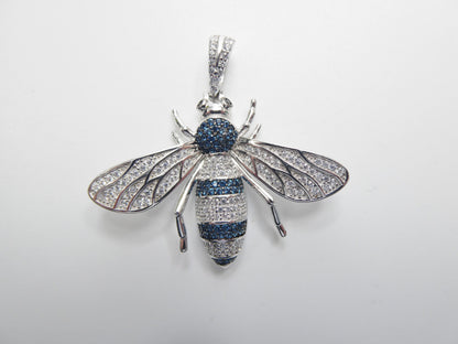 Real Solid 925 Sterling Silver Large Honey Bee Pendent