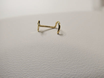 14k Real Solid Yellow Gold Diamond Cut Twist Cross Nose Ring