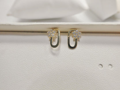 Real 10k Solid Yellow Gold Design Paperclip Push Post Earrings