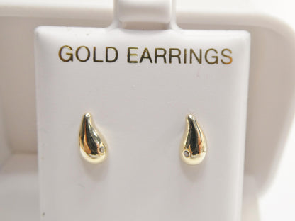 Real 10k Solid Yellow Gold Teardrop Push Post Earrings
